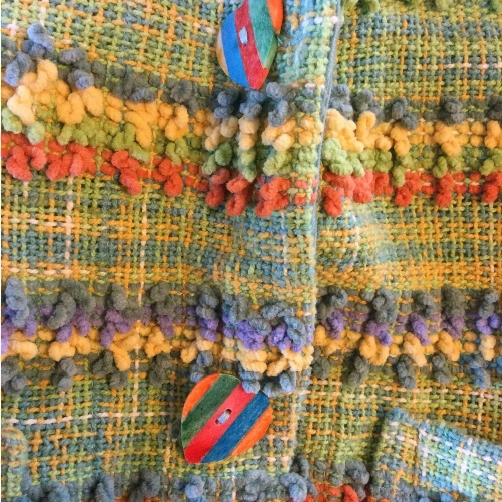 Anu By Natural Multicolored Chic Green Jacket Blazer Office Party Size Medium - Picture 9 of 9